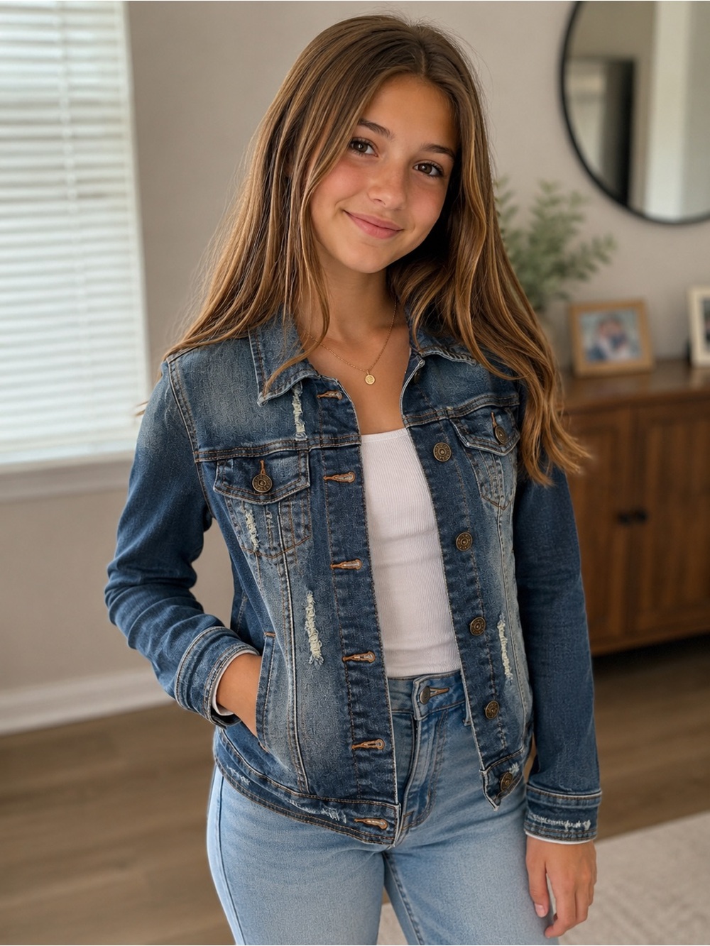 Guess Dark Blue Denim Jacket with Branded Patch